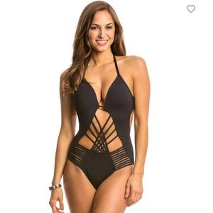Kenneth Cole Strappy Push Up One Piece Swimsuit